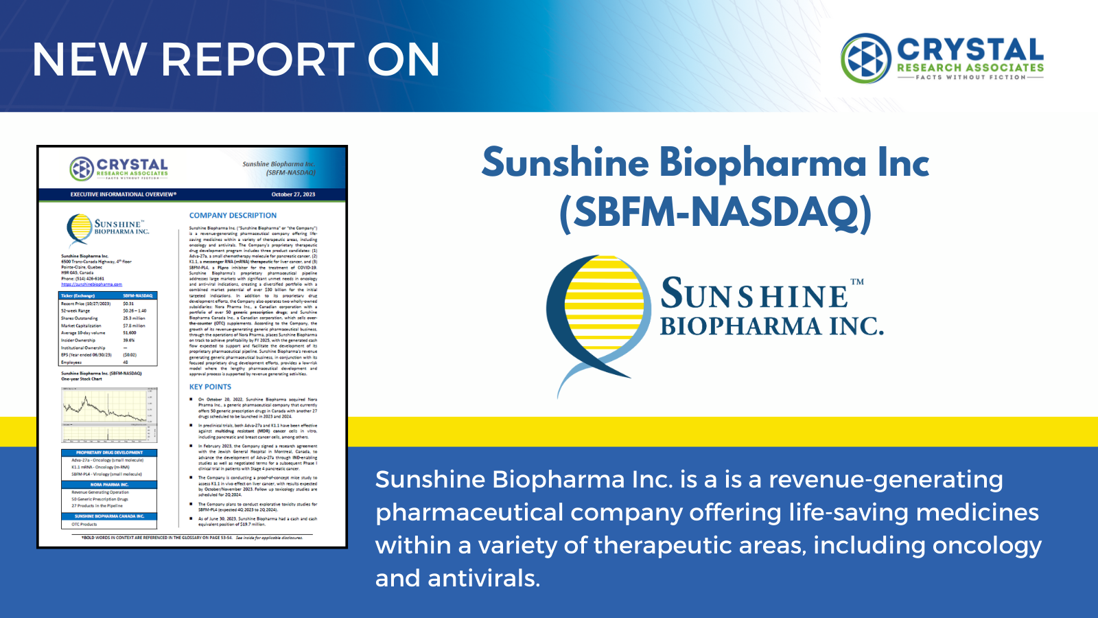 Sunshine Biopharma Inc Subsidiaries Licensing Agreements New Research on Sunshine Biopharma Inc. (SBFM-NASDAQ)